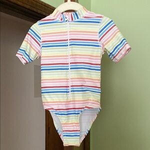 Striped Short Sleeve Swimsuit